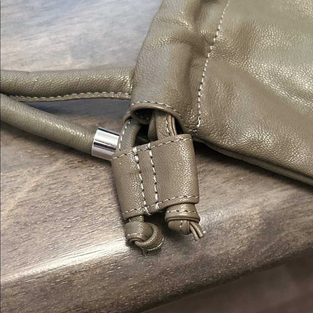 Topshop Olive Drawstring leather Shoulder Bag - Picture 10 of 10